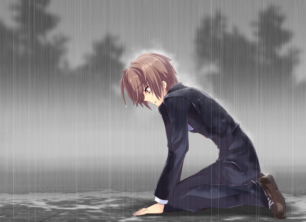 Alone Sad Anime Boy in Rain